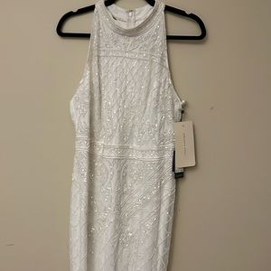 Beaded white mini dress